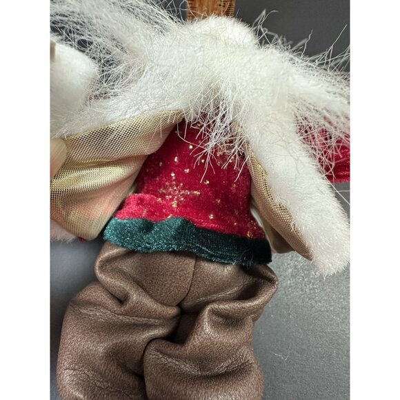Santa Clause In Hiking Boots Velvet Starburst Hat Sweater Green Red Socks 8.5” - Picture 11 of 15
